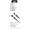 Celly 4-IN-1 kabelis A+C uz C+LIGHT 2M BK