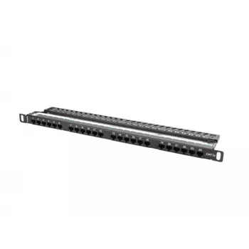Lanberg PPU5-0024-B - 24 portu RJ-45 Cat5e sadales panelis - melns - metāls - 19 inch 0.5U