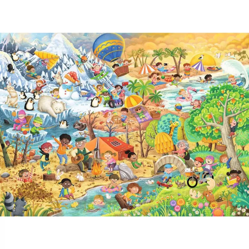 Puzle Ravensburger Four Seasons of Fun — 100 gab., 2 mm biezums