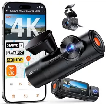 Auto videoreģistrators VANTRUE N4 PRO S 3-kanālu (priekšā + salonā + aizmugurē), 3840x2160, F/1.8, Wi‑Fi, GPS, 3.19 collu displejs