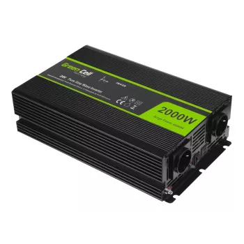 Strāvas invertors Green Cell INV20, 24 V DC uz 230 V AC, 4000 W, 50 Hz, melns
