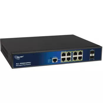 Pārvaldāms 10-portu PoE slēdzis ALLNET ALL-SG8610PMJ ar 8 PoE+ portiem un 2 augšupsaites portiem