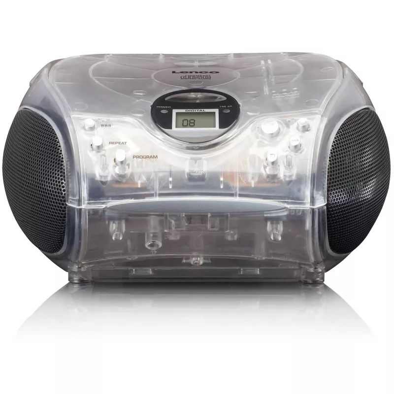 Pārnēsājams radio CD atskaņotājs Lenco SCD-24TR — FM, 4W izeja, LCD, teleskopiskā antena, AC/DC, 6×C baterijas