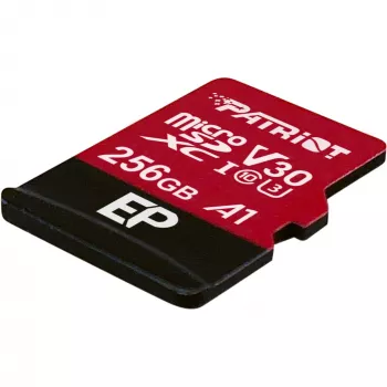 MicroSDXC atmiņas karte PATRIOT PEF256GEP31MCX 256GB Class 10 U3 V30 Lasīšana 100 MB/s Rakstīšana 80 MB/s ar SD adapteri