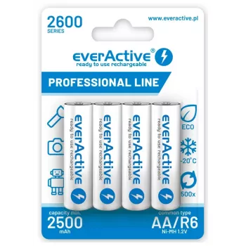 EverActive Professional R6 AA 2600mAh uzlādējamās baterijas, 1 iepakojums blisterī