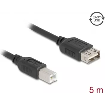 DELOCK USB 2.0 pagarinātājkabelis 81533 — USB B līdz USB A, 5 m, melns, 480 Mbps