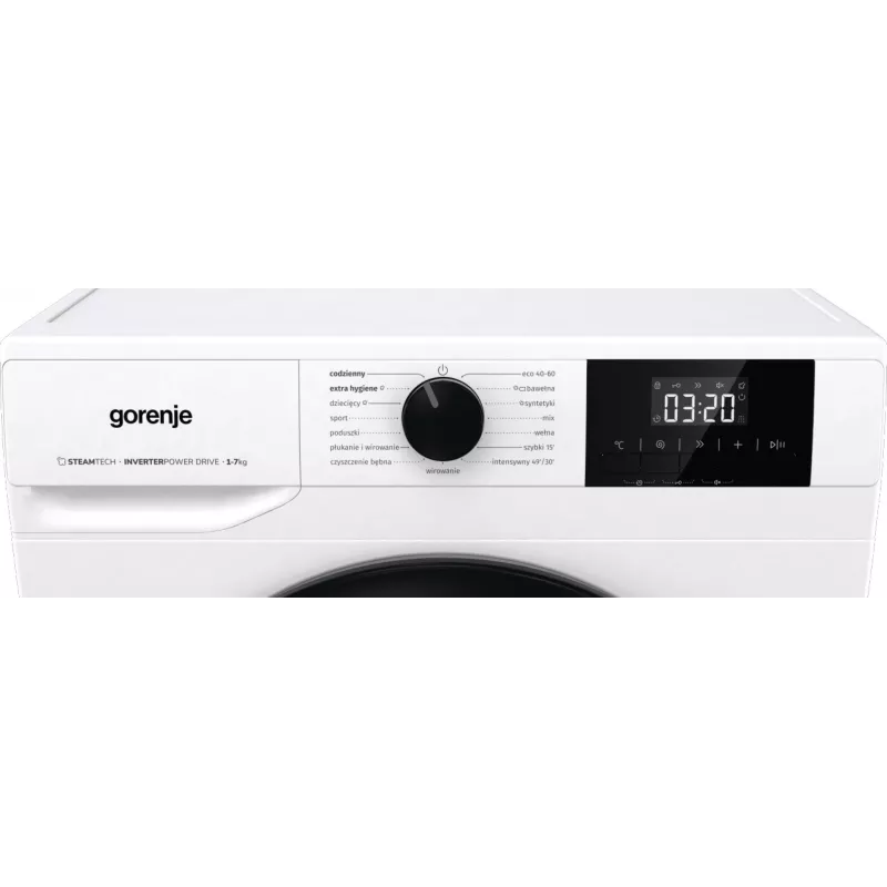 Brīvstāvoša veļas mazgājamā mašīna Gorenje W3NGPI72SBS, 7 kg, 1200 RPM, invertora motors, tvaiks, 15 programmas, balta