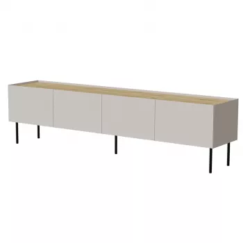 TV skapis Cama Meble FELLINI 200x40x52 cm, smilškrāsas rāmis, eļļots ozola virsma