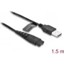 USB uzlādes kabelis 5 V elektriskajiem skuvekļiem DELOCK saderīgs ar Hatteker RFC-588/598/690/692/696 RSCX-7568/9598 sērijām, 1 gab.