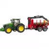 BRUDER John Deere 7R 350 ar meža piekabi un 4 baļķiem