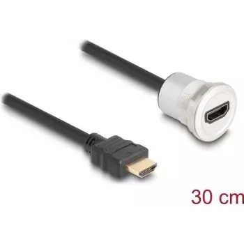 HDMI kabelis DeLOCK 88180 0.3m HDMI Type A vīrietis uz sievieti Melns Sudrabs