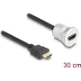 HDMI kabelis DeLOCK 88180 0.3m HDMI Type A vīrietis uz sievieti Melns Sudrabs