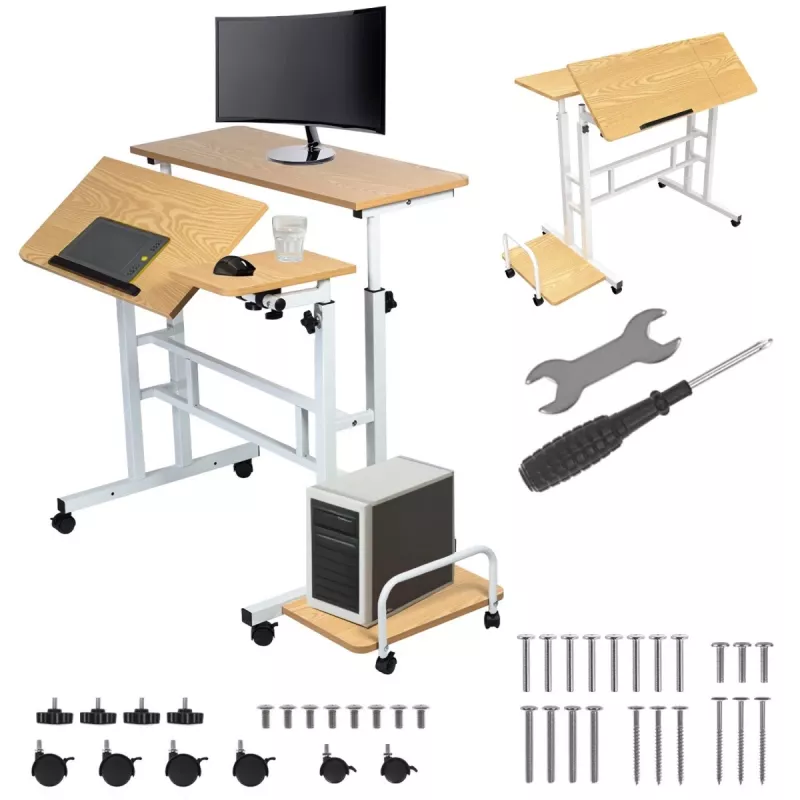 Maclean MC-124 W mobilais laptopa galds, balts, 80x60 cm, 50 kg, augstums 67-115 cm