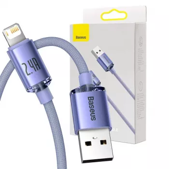 Baseus Crystal Shine kabelis USB uz Lightning, 2.4A, 2m (violets)