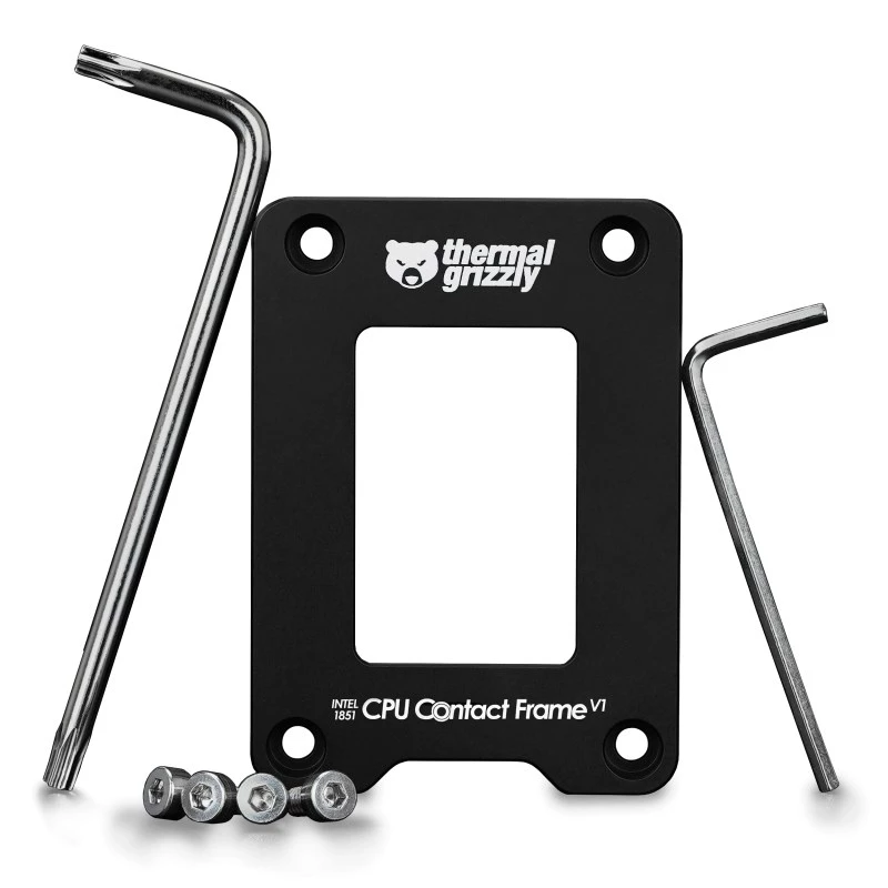 Termiskā Grizzly Intel 1851 CPU kontakta rāmis V1 (TG-CF-I1851-V1) – anodēts alumīnijs, melns, 71x51x6 mm