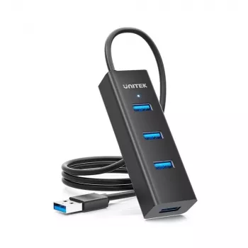 UNITEK Y-3089V01 USB 3.2 Gen 1 interfeisa centrmezgls 5 portu Type-A 5000 Mbit/s Melns