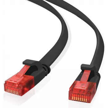 helos Ultra Flat Slim Cat 6 Ethernet kabelis, 5,0 m, melns