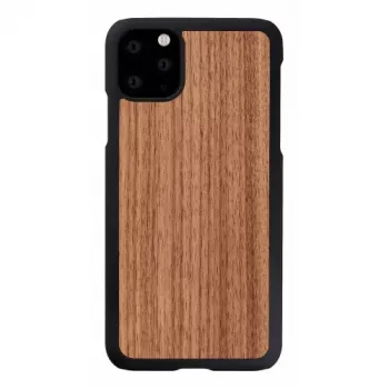 Viedtālruņa maciņš man and wood iPhone 11 Pro Max — melns valrieksts, koka aizmugure, aizsargrāmis