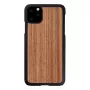 Viedtālruņa maciņš man and wood iPhone 11 Pro Max — melns valrieksts, koka aizmugure, aizsargrāmis