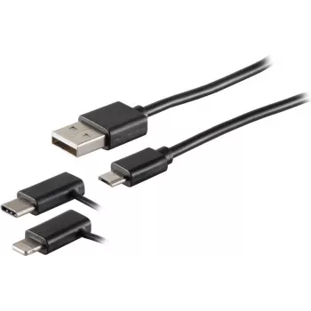 USB kabelis S/CONN 14-15025 USB 2.0 1 m Melns