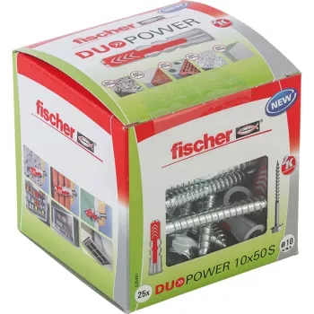 FISCHER DOWEL DUOPOWER 10x50 S 25gab. AR SKRŪVI