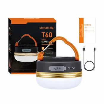 Kempinga lampa Superfire T60 2,5W ar 1000mAh uzlādējamu bateriju