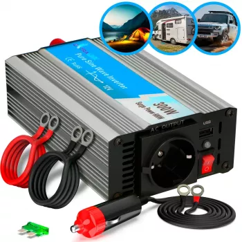 Sprieguma pārveidotājs Extralink OPIP-300W 12V 300W tīrs sinusoidāls vilnis, alumīnija korpuss, aktīvā dzesēšana