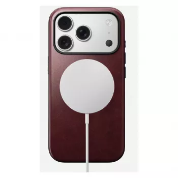 Mobilā telefona maciņš Nomad Modern Leather Case iPhone 17 Pro, āda + TPU + PC, piemērots 16 cm (6,3 collu) ekrānam, Bordo