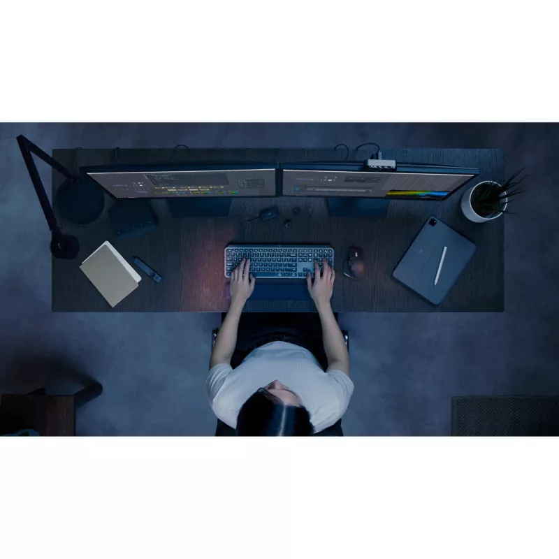 Logitech MX Keys S Combo tastatūra un pele, RF bezvadu + Bluetooth, QWERTZ Šveices izkārtojums, grafīta krāsa