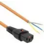 ACT Powercord C13 IEC Lock - atvērtais gals oranžs 3 m, PC967