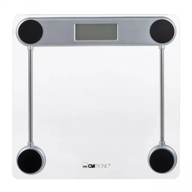 Elektroniskie personīgie svari CLATRONIC PW 3368 — 150 kg, precizitāte 100 g, stikla platforma