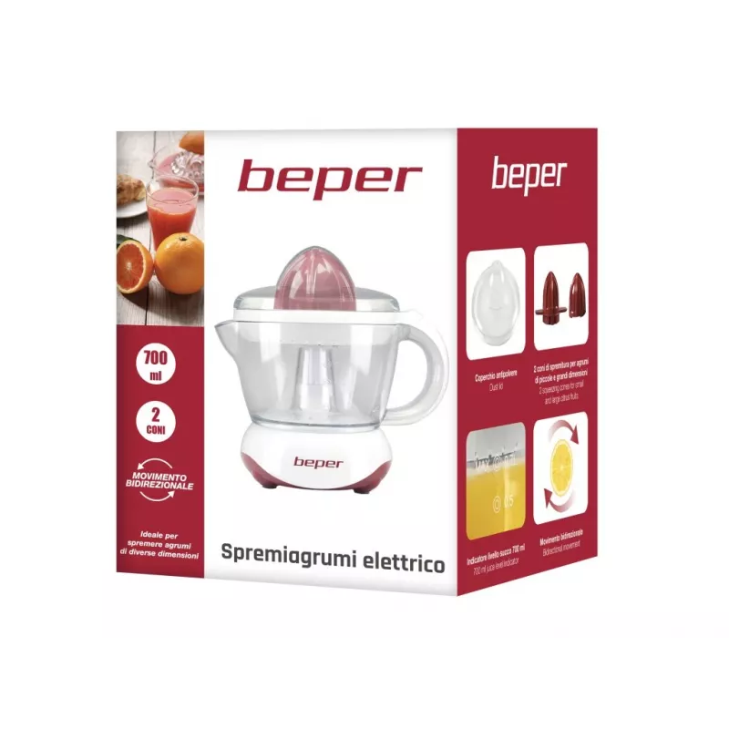 Beper BP.101H elektriskā citrusaugļu sulu spiede, 25 W, balta/sarkana