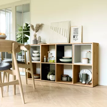 Grāmatu plaukts MALAX 2X4 ARTISAN, dabīgs koks, 8 plaukti, 1470×300×750 mm