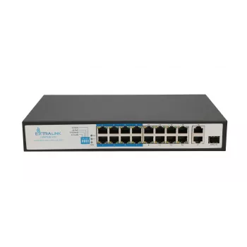Slēdzis Extralink VIRTUS V3 Nepārvaldāms L2 16x Fast Ethernet (10/100) PoE 1U Melns