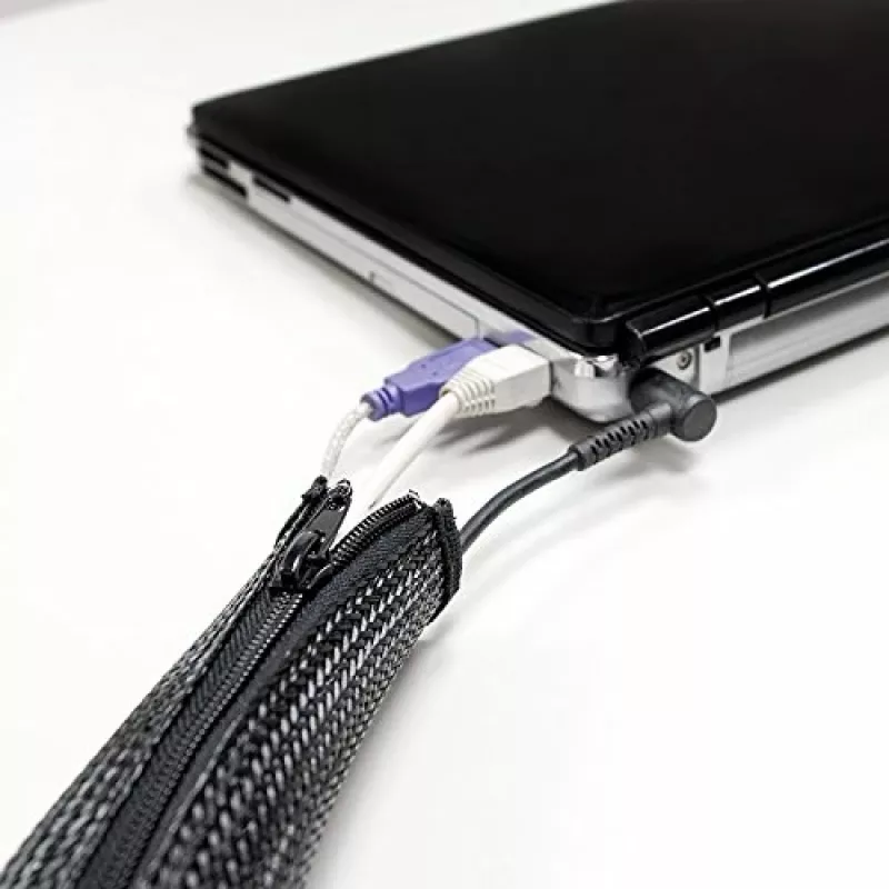LOGILINK KAB0047 Elastīgs kabeļu organizētājs ar rāvējslēdzēju, Melns 2m