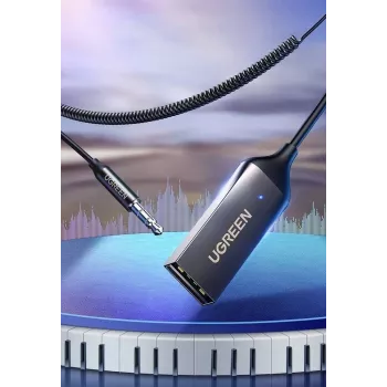 Audio uztvērējs UGREEN CM309 Bluetooth 5.0 USB ar 3.5 mm AUX ligzdu, melns, 20–20000 Hz