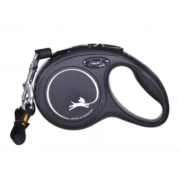 Ievelkamā pavada Flexi New Classic Cat XS 3 m — auklas pavada maziem mājdzīvniekiem, melna, maksimālā slodze 8 kg