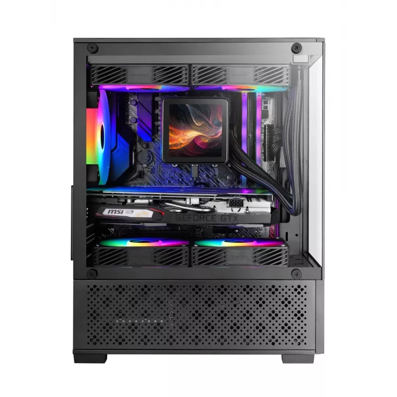 Mini Tornis PC korpuss TACENS Mars Gaming MC-SE2 — Mini-ITX / Micro-ATX, melns, sānu logs, barošanas bloks apakšā, atbalsta 2x2.5 collu + 1x3.5 collu