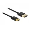 DeLOCK Slim Premium HDMI kabelis, 2,0 m, HDMI (vīriešu) uz Mini-HDMI (vīriešu), 36 AWG, trīskāršā izolācija, melns (84778)