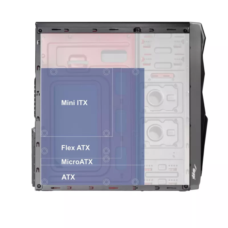 Akyga AK939BL Midi Tower datora korpuss, ATX / Micro ATX / Mini ITX, 2x USB 2.0, bez barošanas bloka, melns