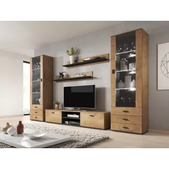 Cama set of two shelves 125cm SOHO lefkas oak/Melns