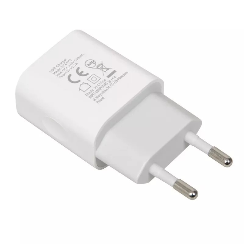 Lādētājs iBOX C-41 USB 2A, 1 USB ports, microUSB kabelis, Balts