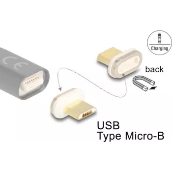 DeLOCK 66575 Magnētiskais USB Micro-B pārejas savienotājs Zelts Balts