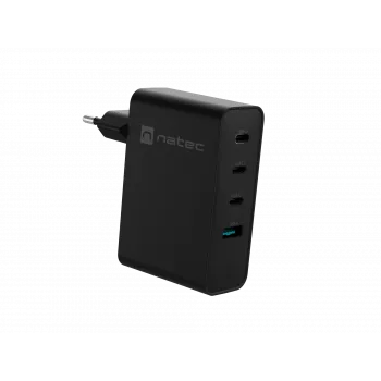 NATEC NUC-2234 sienas lādētājs ar GaN tehnoloģiju, 100 W, melns