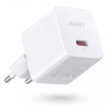 Mini sienas lādētājs AUKEY PA-Y20S Balts 1xUSB-C 20W PD Power Delivery