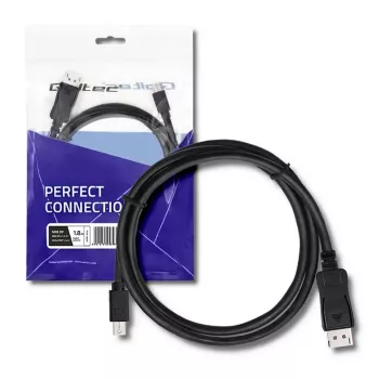 Qoltec 50434 Mini DisplayPort – DisplayPort kabelis 1.8 m melns