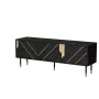 TV skapis Cama Meble MOUNTAIN 154x40x55 cm — skaidu plātnes virsma, melns un zelts