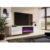 TV skapis Cama Meble SLIDE 200K ar elektrisko kamīnu 200x40x37 cm spīdīgi balts
