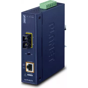 PLANET IGTP-802TS Industrial 10/100/1000BASE-T uz 1000BASE-SX/LX optisko šķiedru pārveidotājs, IP30, zils