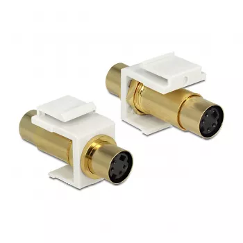 Keystone modulis DELOCK 86338 — Mini-DIN 4 sieviete uz Mini-DIN 4 sieviete, balts, 22×40×15 mm